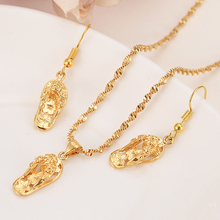 Gold Pendant Necklaces earrings For Women Trendy Lovely Slipper Fashion  Metal Link Chain Long Necklace party jewelry sets gift 2024 - buy cheap
