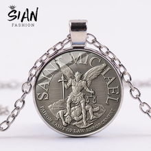 Colar emblema de archangel da rússia, colar com pingente de michael saint, proteção e proteção da justiça 2024 - compre barato