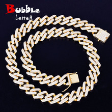 Gargantilla cubana de 14mm para hombre, collar de eslabones cuadrados, Color dorado, Circonia cúbica, estilo Hip hop Rock, Miami 2024 - compra barato