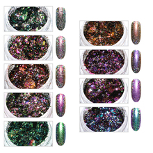 1 caja de camaleón uñas polvo de Glitter colorido iridiscente de Gel UV polaco lentejuelas DIY decoración de uñas 2024 - compra barato
