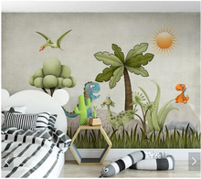 Custom children's wallpaper, cartoon dinosaur murals for children's room, boy and girl bedroom, wall decoration wallpaper 2024 - buy cheap