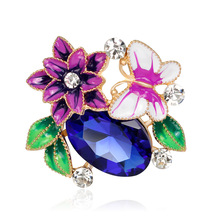 OneckOha Enameled Butterfly Brooches Rhinestone Crystal Flower Pin Women's Garment Accessories Jewelry Brooch Pin 2024 - buy cheap