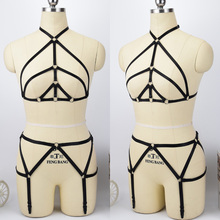 Body harness Crop Top Harness Bra+Garter Belt set Bondage Body Harness Fetish Wear Gothic Body Cage Gothic Rave Leg garter belt 2024 - buy cheap