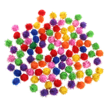 100Pcs Colorful Mini Sparkly Glitter Tinsel Balls Small Pom Ball For Cat Toys 2024 - buy cheap