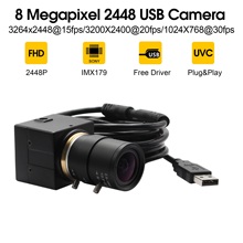 Webcam com câmera de vídeo, 8mp, usb, 2.8-12mm/5-50mm, sony imx179 mini, cabo 3m, lente varifocal manual, câmera usb 2024 - compre barato