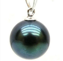 Hot selling free shipping  PERFECT ROUND 16 MM BLACK TAHITIAN SHELL PEARL PENDANT 2024 - buy cheap