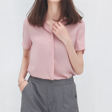 Summer Women Chiffon Blouse Short Sleeve Ladies Office Shirts Work Top Casual Female Clothing 2024 - buy cheap