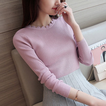 Autumn Winter Sweater Women Wave Cut O Neck Solid Knitted Sweater Pullovers Office Ladies Long Sleeve Basic Sweater Tops 2024 - buy cheap