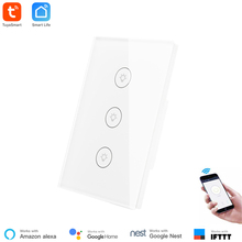 Tuya-interruptor inteligente, painel de vidro, wi-fi, touch, sem fio, parede, controle por aplicativo, eua, tipo 1, 2 ou 3 gang, para android, ios 2024 - compre barato