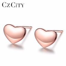 CZCITY Lovely Heart ожерелье серьги-гвоздики для женщин розовое золото 925 стерлингового серебра нежные маленькие серьги, хорошая бижутерия ювелирны... 2024 - купить недорого