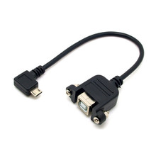 Кабель Micro USB на USB Тип B, кабель Micro USB 90 градусов с левым углом 5-контактный штекер на USB B гнездо, кабель типа панельного крепления с винтами 20 см 2024 - купить недорого