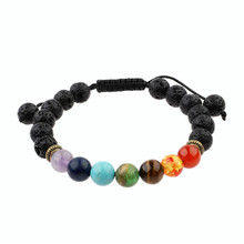 7 Chakra Bracelet Men Wome Lava Rock Aromatherapy Essential Oil Diffuser Bracelet Braided Natural Stone Yoga Beads Bracelets 2024 - buy cheap