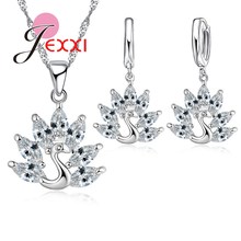 Fashion Peacock Design CZ   925 Sterling Silver Women Jewelry Sets Shiny Necklace & Earrings Crystal Decoration 2024 - buy cheap