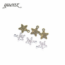 YuenZ-abalorios de estrella de mar de color plata antigua, 40 Uds., collar de aleación de Zinc, pendientes, pulsera, joyería hecha a mano, 14x12mm, D763 2024 - compra barato