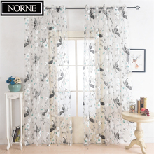 NORNE Decoration Floral Pattern Window Tulle Voile Sheer Curtain Panel Drapery for Living Room Bedroom Kitchen Modern Curtains 2024 - buy cheap