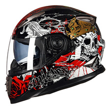 Мотоциклетный шлем GXT999 с черепом на все лицо, шлем с двойными линзами для мужчин, защитное снаряжение для мотоцикла, мотоциклетные шлемы с измельчителем, для скутера 2024 - купить недорого