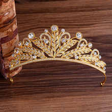 KMVEXO-tiara con zirconia brillante para novias, corona, diadema nupcial de cristal dorado, accesorios de joyas para el pelo 2024 - compra barato