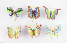 Collectibles 6pcs Chinese Handmade Cloisonne/Enamel butterfly Ornament Charms 2024 - buy cheap