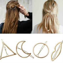 Fashion Woman Hair Accessories Triangle Hair Clip Pin Metal Geometric Alloy Hairband Moon Circle Hairgrip Barrette Girls Holder 2024 - buy cheap