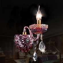lustres de cristal wall lamps Luxurious Living Room Purple red crystal wall light  Wedding bedding room wall lights sconce wall 2024 - buy cheap
