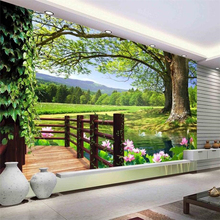 Пользовательские обои beibehang, Зеленый 3D фон для телевизора с видом на дерево, украшение для стен гостиной, спальни 2024 - купить недорого