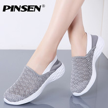 PINSEN 2020 Fashion Women Flats Summer Shoes Breathable Mesh Casual Shoes Woman Slip-on Outdoor Walking Shoes Tenis Feminino 2024 - buy cheap
