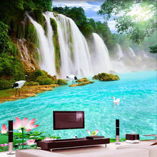 3D обои водопады, лотос, озеро, пейзаж, фотообои, настенная наклейка, ванная комната, ПВХ, водонепроницаемый фон, настенная живопись, стикер s 2024 - купить недорого