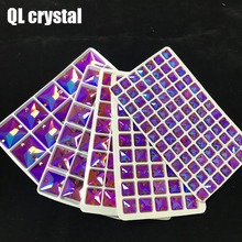 QL-diamantes de imitación cuadrados de Cristal AB para coser en vidrio, parte trasera plana para vestido de boda, ropa, zapatos, bolsos, accesorios 2024 - compra barato