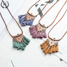 Sweater chain Necklaces Leather chain Long tassel Pendant Ethnic necklace for women Tassel necklace Long necklace New boho style 2024 - buy cheap