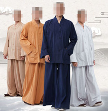 Roupa de monge budista unissex de verão, uniforme azul/cinza de algodão shaolin kung fu para artes marciais 2024 - compre barato