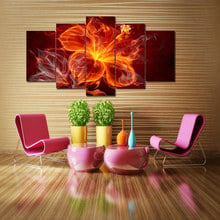 Home Decoration Posters Pictures On Canvas Wall Art Modular Frame 5 Panel Flame Flower Living Room HD Printed Painting Modern 2024 - buy cheap