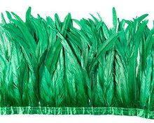 Rooster Tails Feather, 1 Yard - 10-12" Deep Green Bleached and Dyed Coque Tails Long Feather Trim (Bulk) Headdress, Costume 2024 - buy cheap