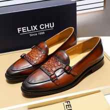 Retro Style High Quality Cow Leather Loafers Shoes Men Buckle Strap Flats Monk Strap Male Formal Shoes Handmade Genuine Leather 2024 - купить недорого