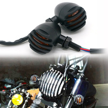 2pcs Black Moto Grille Bullet Turn Signal Indicator Light Lamp For Harley Davi Cafe Racer Motorcycle Motorbike Lights 2024 - buy cheap