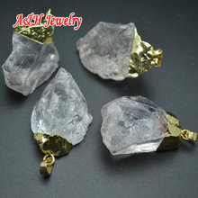 5pcs Transparency Natural Crystal Quartz Pendant Gold Color Free Form Shape For Women Jewelry Making 2024 - buy cheap