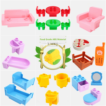 DIY Girls Bedroom Building Blocks Accessories Toys Bed Sofa Bathtub Phone Meat Corn Camera Parts Bricks 2024 - buy cheap