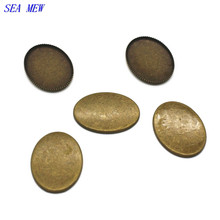 SEA MEW 13mm*18mm Oval Cabochon Base Copper Antique Bronze Connectors Blanks Setting DIY Base Cameo For Jewelry Making 100PCS 2024 - buy cheap