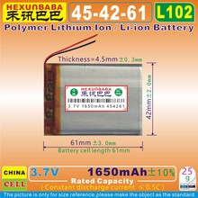 [L102] 3.7V 1650mAh [454261] PLIB;polymer lithium ion / Li-ion battery for dvr;cell phone,mp3,mp4,toy,speaker;mp5,GPS, 2024 - buy cheap