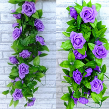 2.4M/lot Silk Rose Flower With Ivy Vine Artificial Flowers for Home Wedding Decor Decorative Artificial Flower Garland 2024 - buy cheap