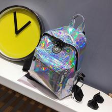 New hologram sweet silver laser backpack holographic bag girls mochila feminino school leather small backpack preppy style 2024 - buy cheap