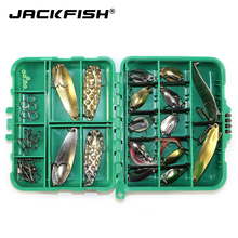 JACKFISH-Juego de Señuelos de Pesca, cuchara giratoria de Metal de 37 uds, mezcla de cebos blandos para pesca, accesorios, caja de aparejos de pesca de 11cm/10cm 2024 - compra barato