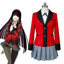 Fantasia de cosplay de anime kakegurui, yumeko japonês, uniforme de meninas escolar, conjunto completo de jaqueta + camisa + saia + meias + gravata s m g xg 2024 - compre barato