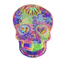 Large Rope Embroiderey Skull Head Sew on Patches for Clothing DIY Decorative Decals Colorful Skeleton Sequined Patch Applique 2024 - buy cheap