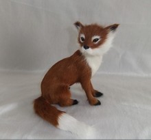 Brinquedo modelo de simulação animal 16x14 cm brown fox polietileno & peles artesanato, adereços decoração presente A497 2024 - compre barato
