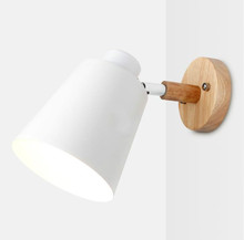 Wooden Wall Lights Bedside Wall Lamp Wall Sconce Modern Wall Light for Bedroom Nordic Colorful 6 Color Steering Head E27 85-285V 2024 - buy cheap