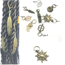 5Pcs Silver & Gold Plated Adjustable Hair Braid Dread Dreadlock Beads Clips Cuff Leaf Star Feather Braiding Hair Beads 2024 - buy cheap