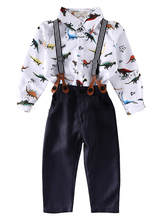 Gentleman Kids Boys Long Sleeve Print Animal Shirt Tops Long Pants Clothes 3pcs Outfit Set 2024 - buy cheap