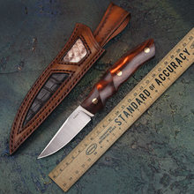 Cuchillo de hoja fija de espiga completa de acero TURENZ-14C28N, cuchillo de caza hecho a mano, cuchillos de fruta, herramientas de supervivencia para acampar al aire libre con funda 2024 - compra barato