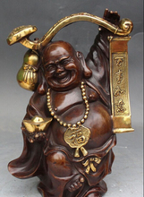 Xiuli-estatua de Buda Maitreya, estatua de 12 ", bronce chino dorado, riqueza, Yuanbao, sonrisa feliz, risa 2024 - compra barato
