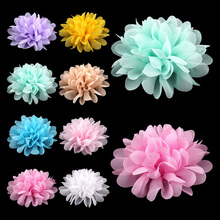 5pcs/lot 4" 16colors Big Fluffy Chiffon Flower For Children Hair Accessories Artificial Fabric Flowers For Baby Headbands 2024 - buy cheap